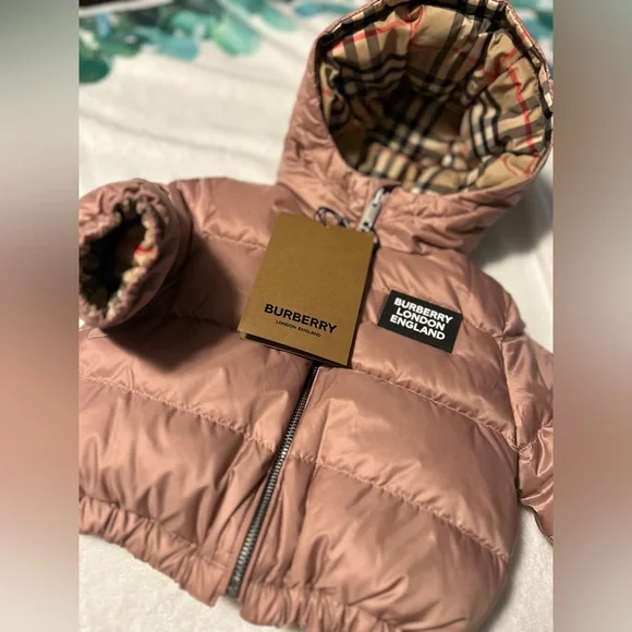 Baby Burberry London England Puffer Coat 6M Lavender Pink - Picture 8 of 8